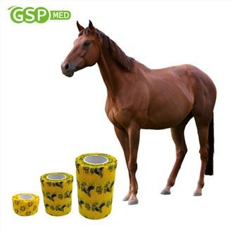 Rýchle dodanie 7,5 cm * 4,5 m netkaná krepová prispôsobená tlačená vzorovaná elastická súdržná bandáž pre koňa